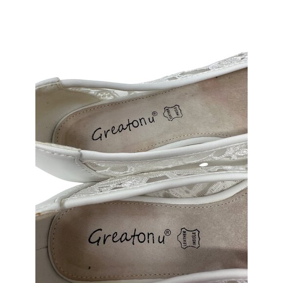 Greatonu Women's Flats Cut Out Round Toe Slip On Floral Ballet Flat Size 5.5 - Picture 8 of 11